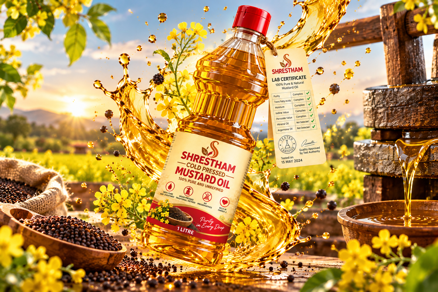 Pure golden mustard oil in every drop